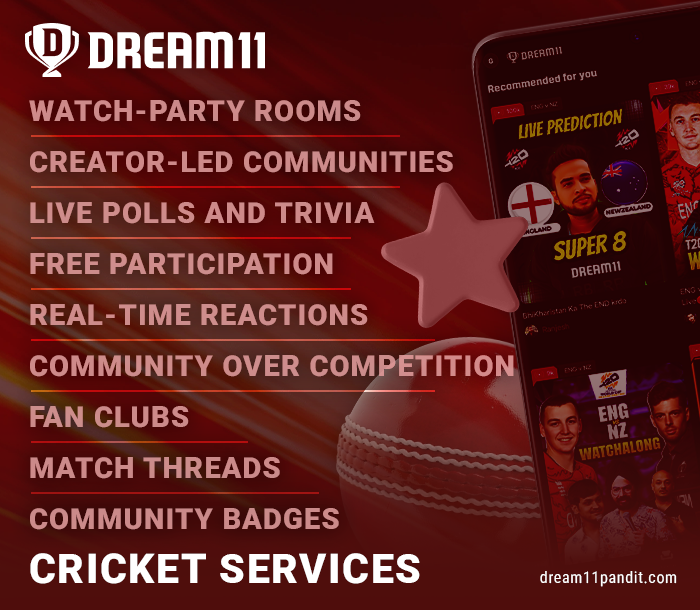 Services in the Dream11 app for fantasy cricket