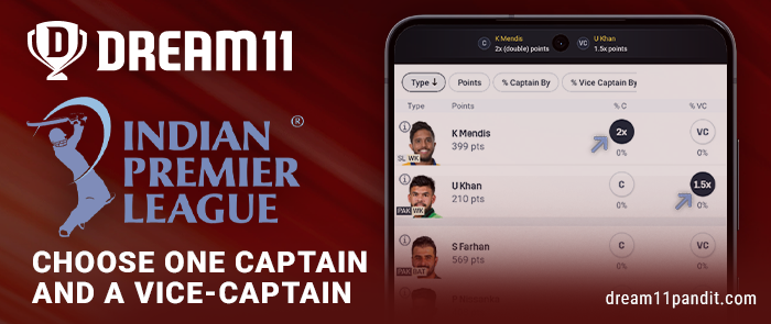 Decide on your captain and vice-captain in Dream11 fantasy IPL
