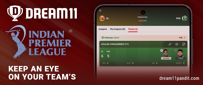 Follow your IPL fantasy team on Dream11 India