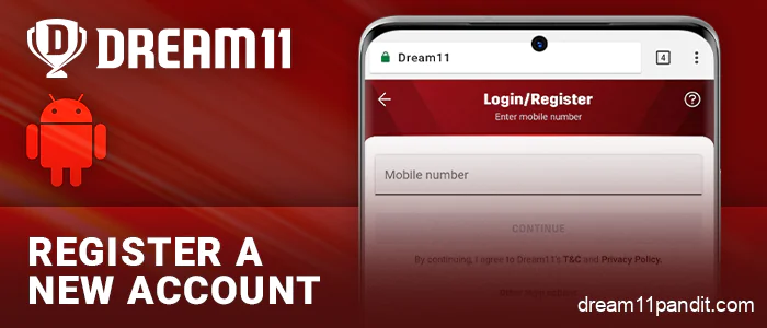 Create a new account on the Dream11 website
